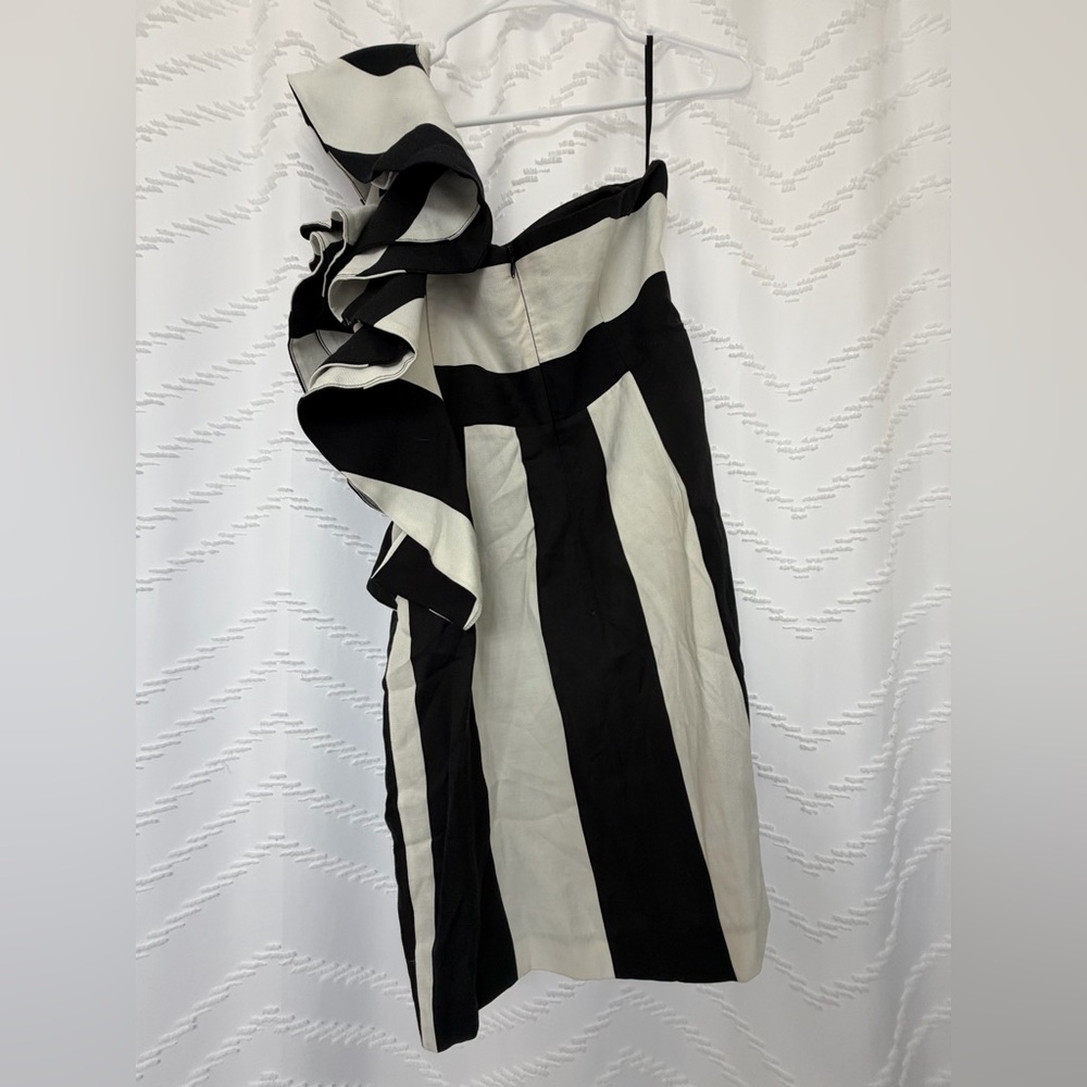 Bardot One Shoulder Black and White Dress - Picture 2 of 3
